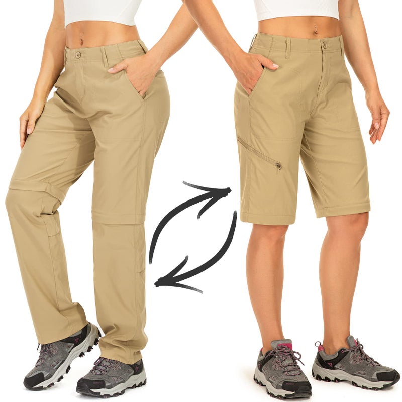 Toomett Women's Hiking Pants Convertible Zip Off Lightweight Quick Dry Outdoor Fishing Safari Waterproof Travel Camping Stretch Pants,2192,Khaki, US 16 - Image 2
